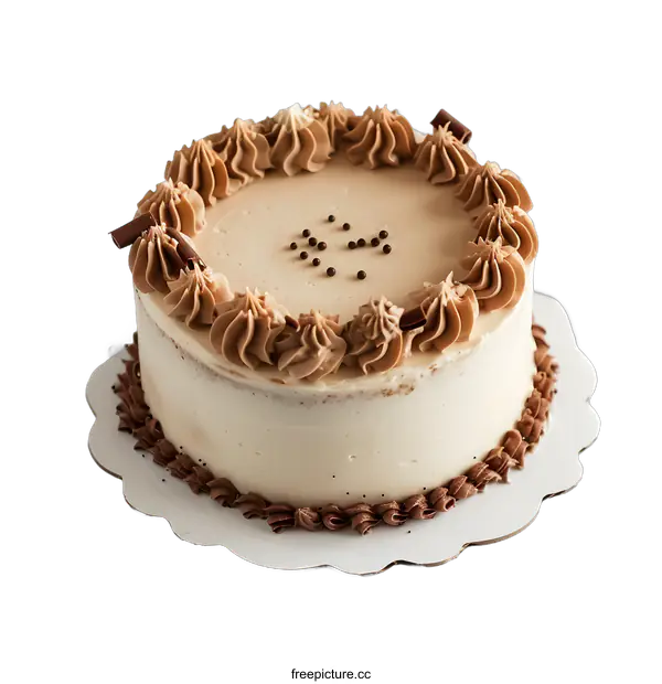 [Transparent Background PNG]Round Chocolate Cake with Brown Icing and Sprinkles