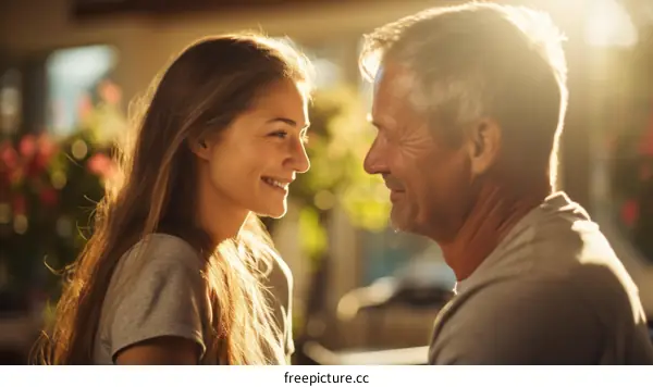 Father and daughter having a tender moment