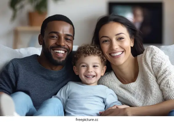 Happy Family Portrait at Home