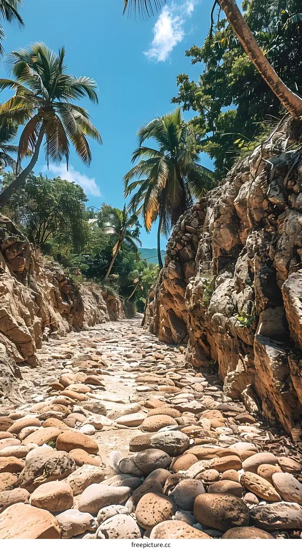 Stone Path Through Tropical Paradise