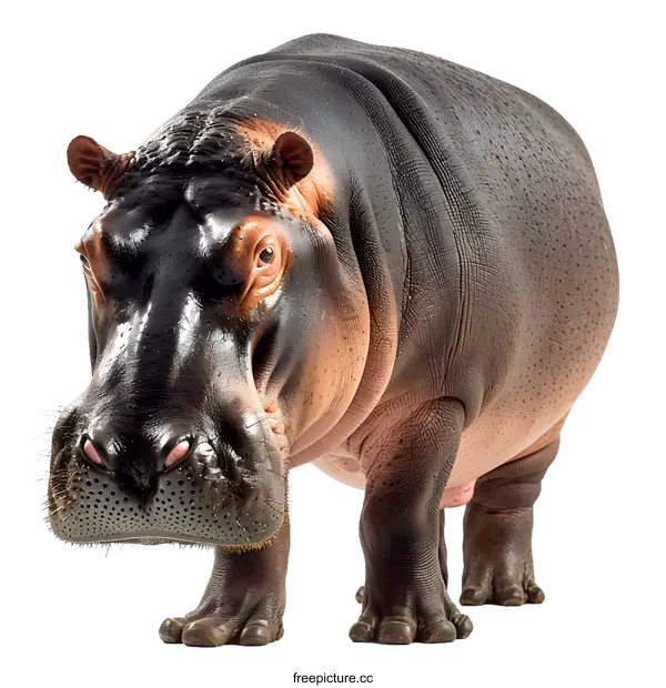 [Transparent Background PNG]A large hippopotamus isolated on a white background