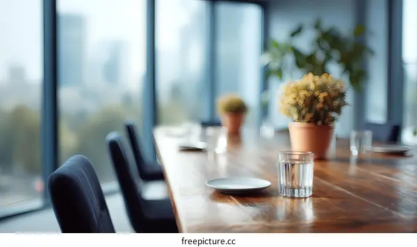 Modern Office Meeting Room with City View