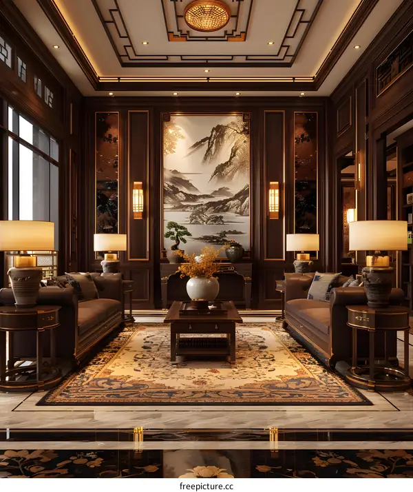 Luxurious Chinese Style Living Room Interior Design