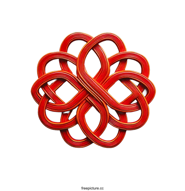 [Transparent Background PNG]Intricate Red Paper Knotted Design