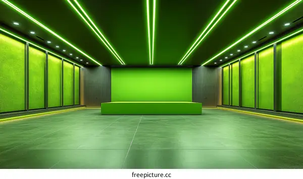 Modern Green Empty Hallway Interior Design