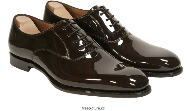 [Transparent Background PNG]Pair of Polished Brown Leather Formal Shoes