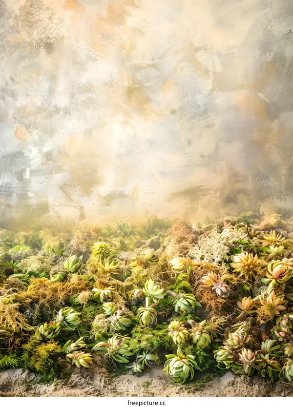 Green Succulents on a Textured Wall