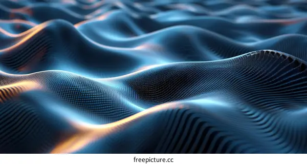 Blue and black digital waves flowing