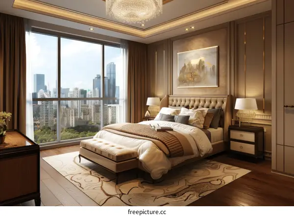 Elegant Bedroom Interior Design with City View
