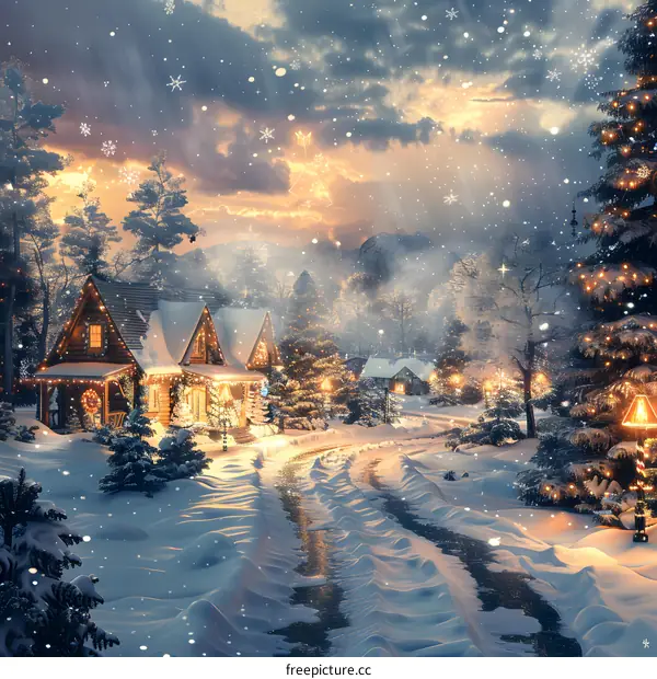 Christmas Eve in a Snowy Village