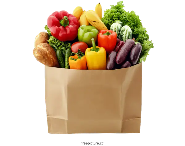 [Transparent Background PNG]Grocery Shopping Bag Full of Fresh Produce