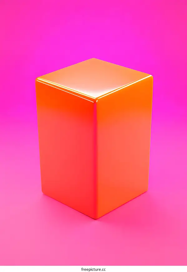 Orange Cube on Pink Background