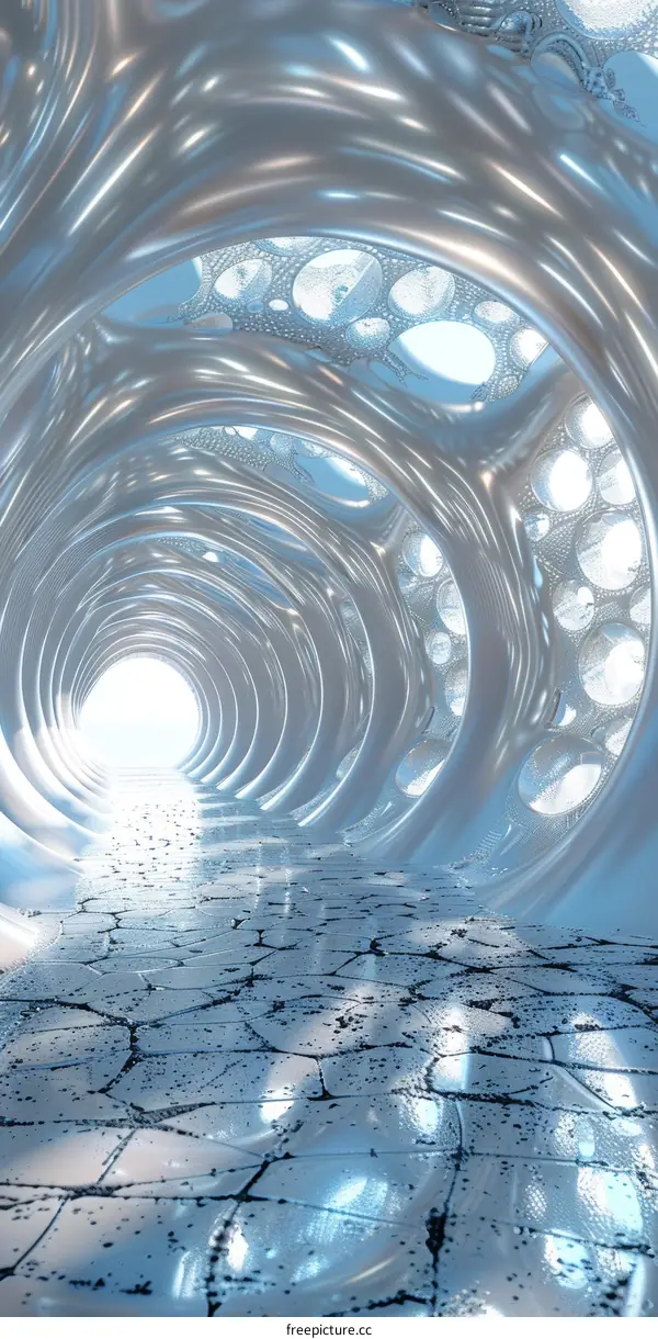 Futuristic Blue Glowing Tunnel