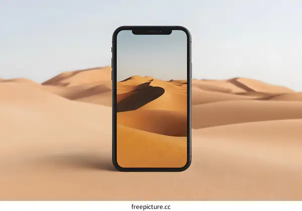 Black Smartphone With Desert Background