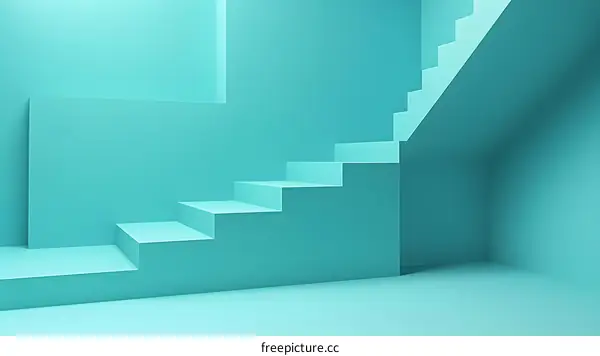 Teal Blue 3D Staircase