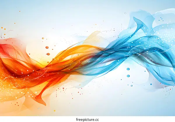Abstract Blue and Orange Swirling Waves Background