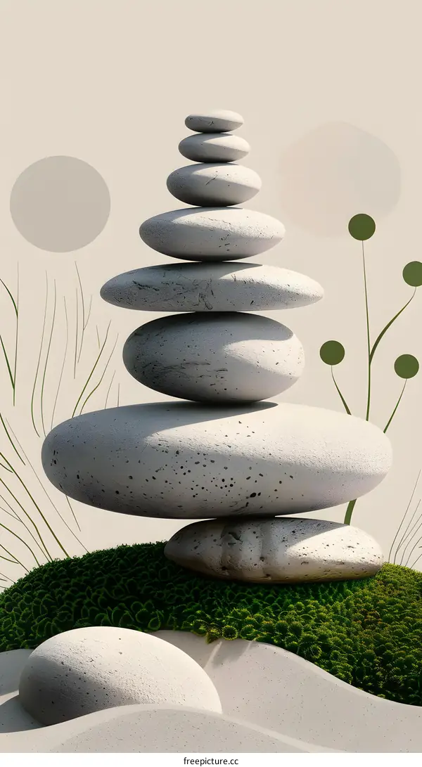 Zen Stones Balanced On Top Of Each Other