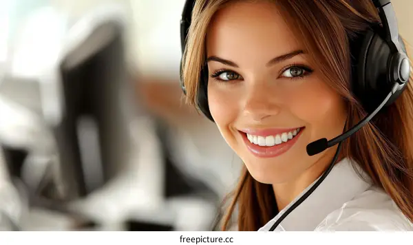 Smiling Woman Customer Service Representative