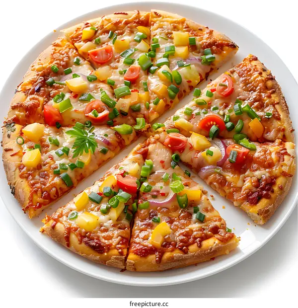 Delicious Vegetarian Pizza on White Background