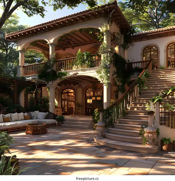 Beautiful Spanish Style Villa with a Grand Staircase
