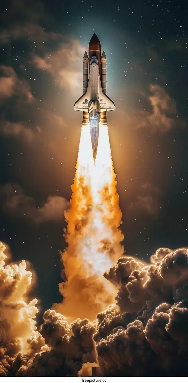 Space Shuttle Atlantis launching into space