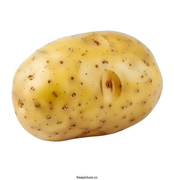 [Transparent Background PNG]Close Up of a Single Raw Potato Isolated on White Background