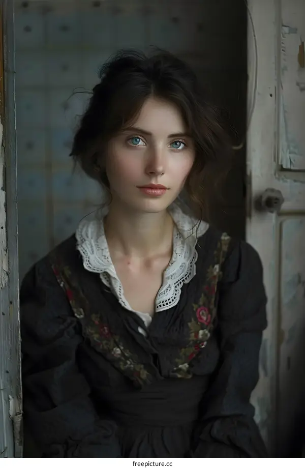 portrait of a beautiful young woman with blue eyes