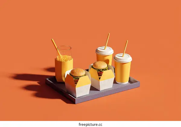 Fast Food Meal Arrangement on Tray
