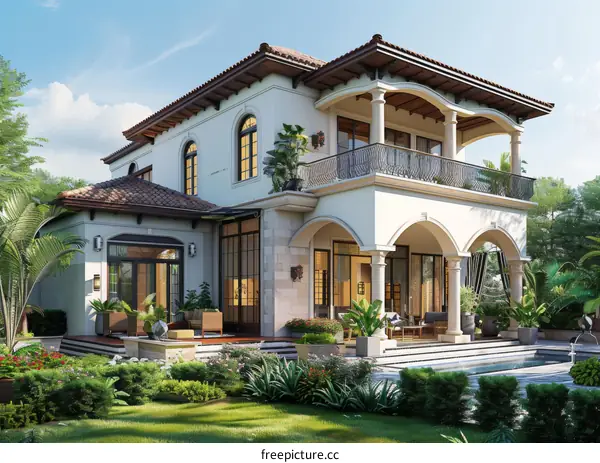 Luxury Mansion Exterior Design Illustration