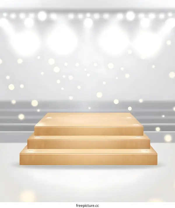 Wooden Platform With Spotlights Background
