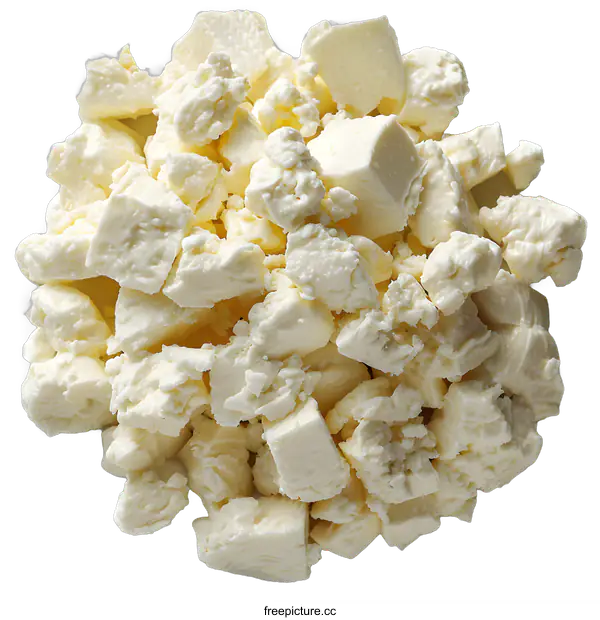 [Transparent Background PNG]Crumbled Feta Cheese on White Background