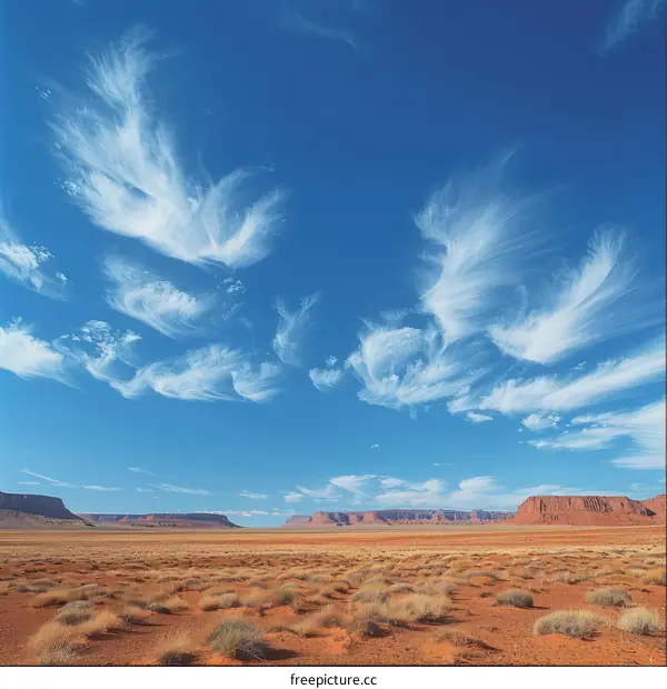 Desert Landscape with Unique Cloud Formations