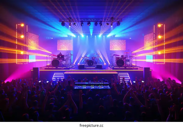 Electronic music festival with a large crowd