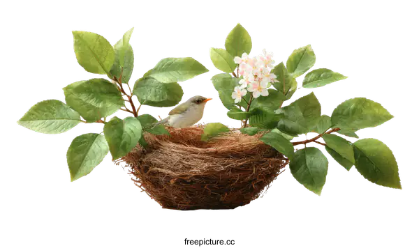 [Transparent Background PNG]A Bird Nest in Springtime Beauty