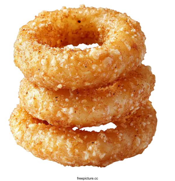 [Transparent Background PNG]Crispy Fried Onion Rings Stacked