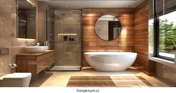 Modern Bathroom Interior Design with Wooden Accents
