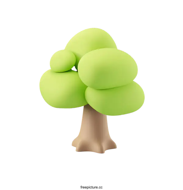 [Transparent Background PNG]Cartoon Tree Illustration on White Background