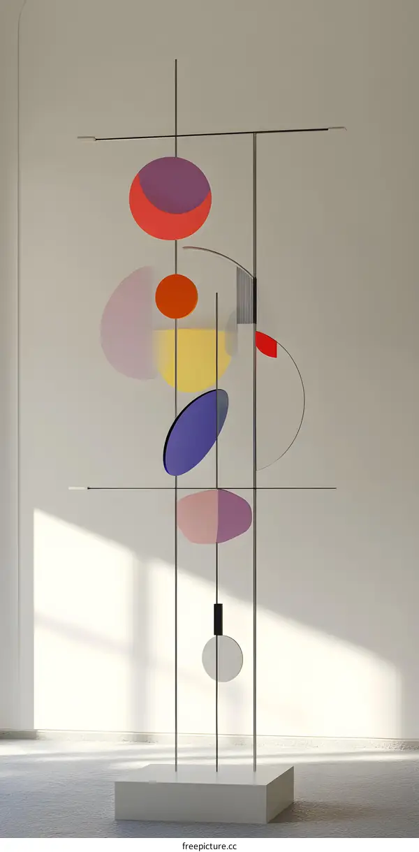 Abstract Geometric Sculpture with Colorful Shapes