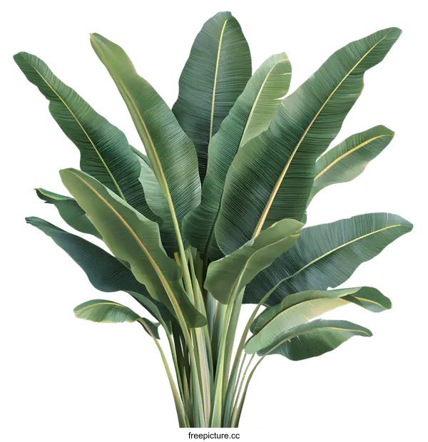 [Transparent Background PNG]Tropical Plant with Large Green Leaves
