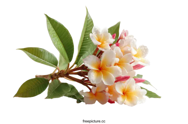 [Transparent Background PNG]Beautiful Plumeria Flowers with Water Drops