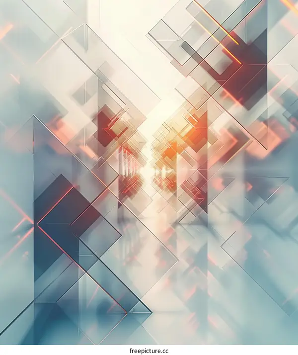 Abstract futuristic sci-fi background with glowing orange and red neon lights and glass panels