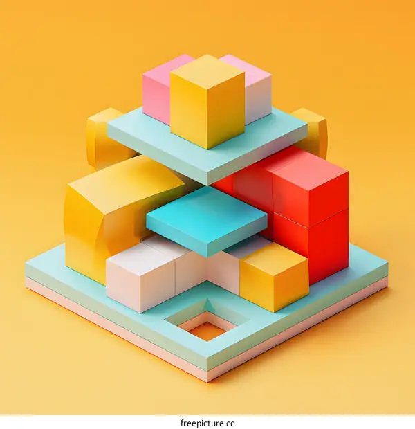 Colorful 3D geometric shapes composition