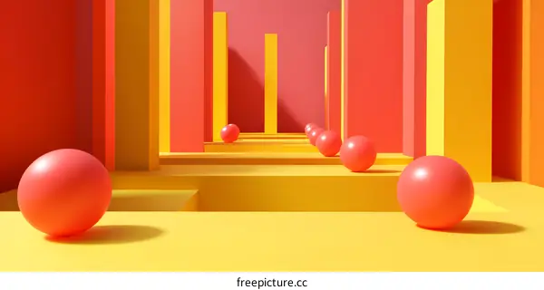 Abstract Geometric Shapes with Red and Yellow Color Palette