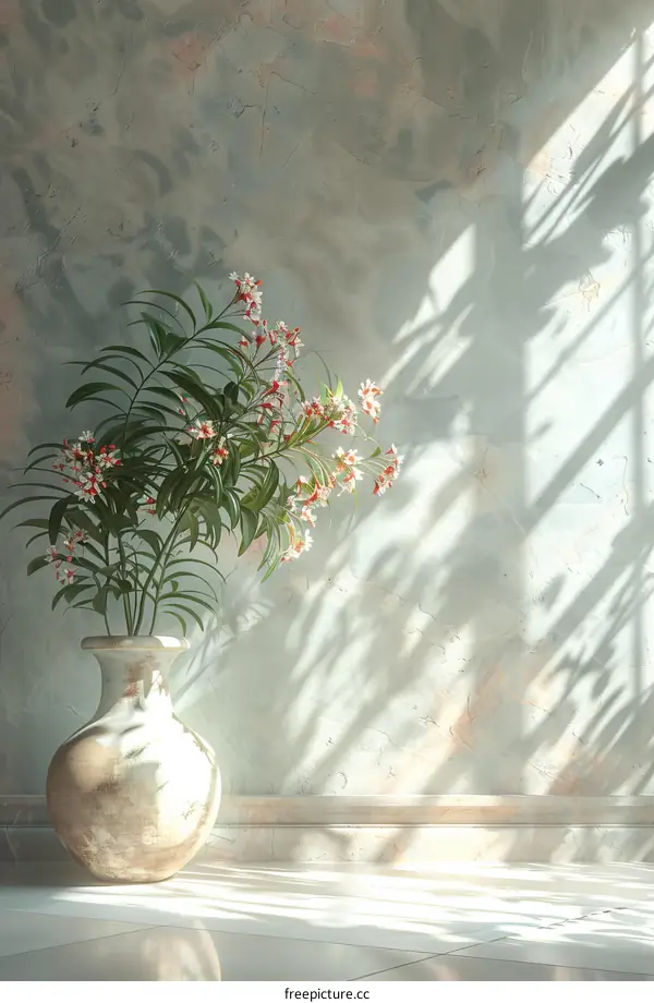 Elegant Vase with Flowers in a Light-Filled Room