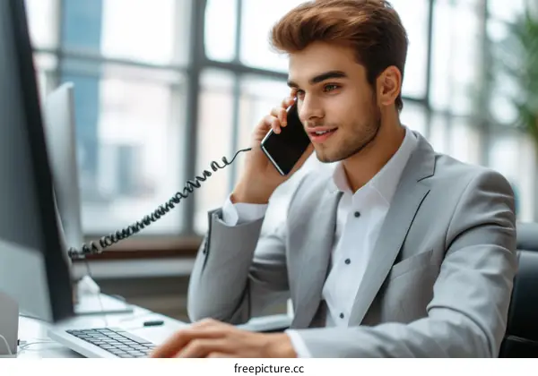 Businessman talking on the phone in the office