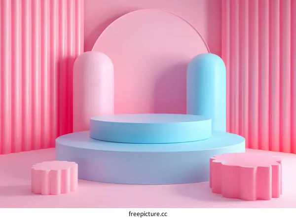 Pink and Blue Geometric Display Stands