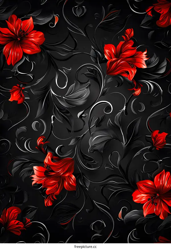 Red and black floral pattern
