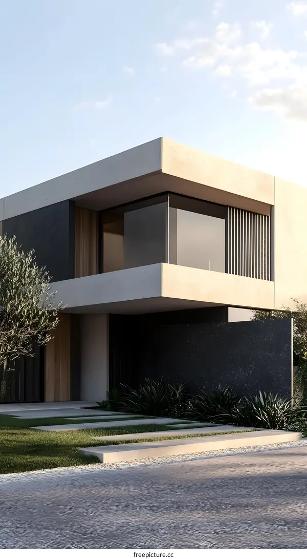 Modern House Exterior Design with Concrete and Glass