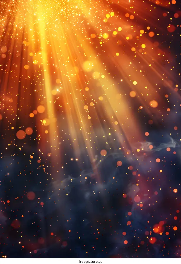 Golden rays of light shining down from heaven