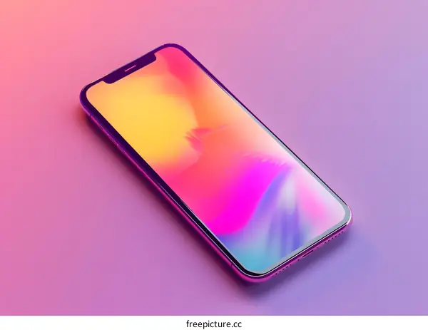 Smartphone on Pink and Purple Background